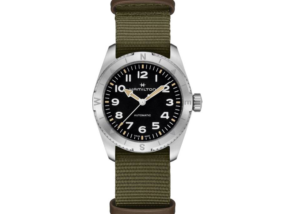 Khaki Field Expedition Automatik Edelstahl 37mm schwarzes Zifferblatt olivgrünes Textilband