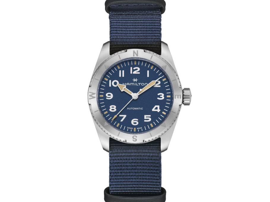 Khaki Field Expedition Automatik Edelstahl 37mm blaues Zifferblatt blaues Textilband