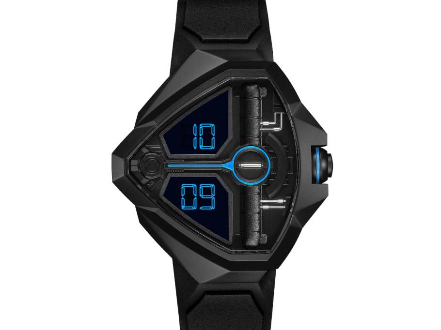 Ventura Edge Dune Limited Edition Quarz Edelstahl Schwarz-PVD 51mm x 47mm schwarzes Zifferblatt schwarzes Kautschukband