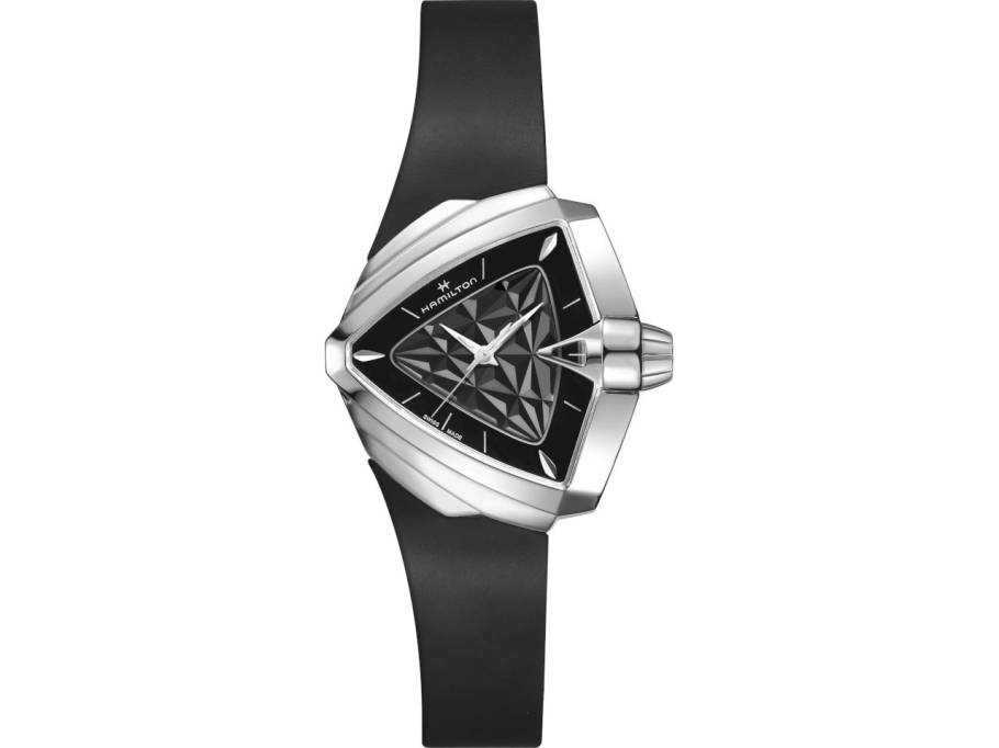 Ventura S Quarz Edelstahl schwarz Kautschukband schwarz