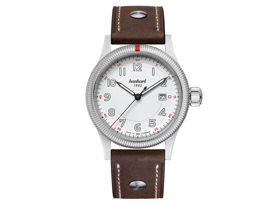 Pioneer One weißes Zifferblatt braunes Lederband