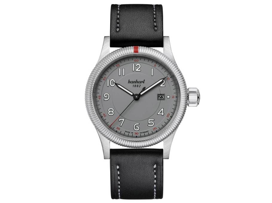 Pioneer One graues Zifferblatt schwarzes Lederband