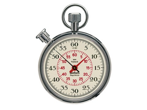 Taschenuhr Classictimer MegaMinute mit Flyback beiges Zifferblatt silberner Drücker