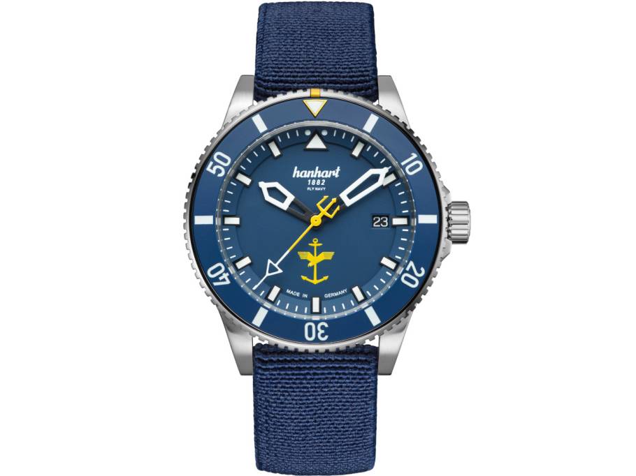 Fly Navy Aerosphere MFG3 Automatik Edelstahl 42mm blaues Zifferblatt blaues Textilband limitiert