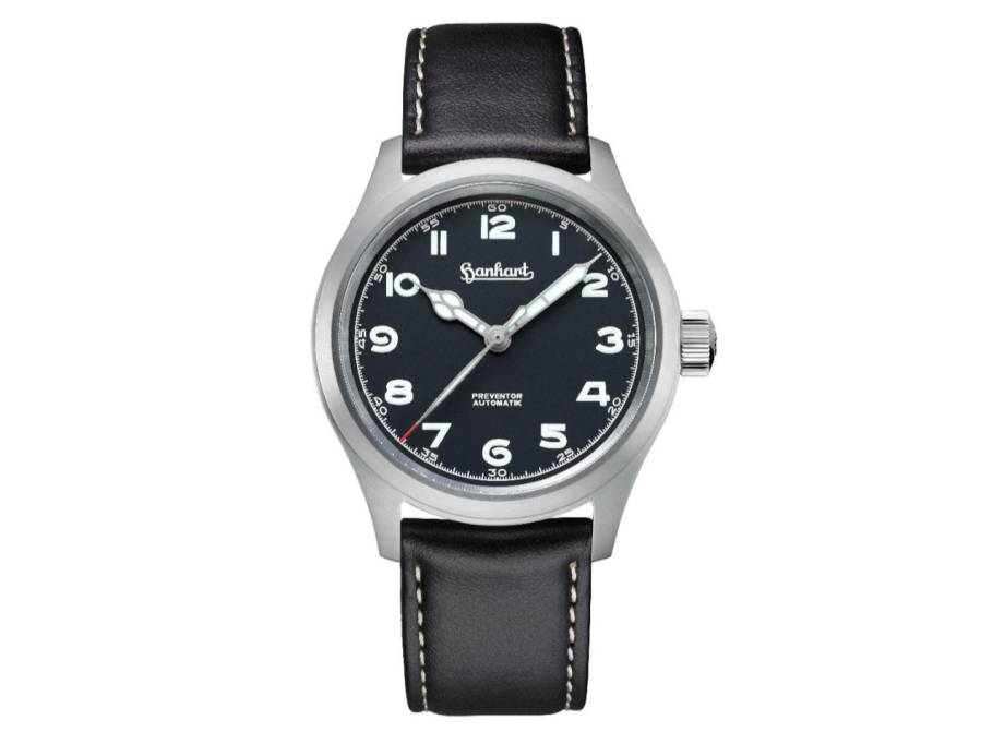 Preventor HD12™ Automatik Edelstahl 39mm schwarzes Zifferblatt schwarzes Lederband