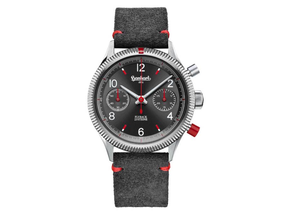 Red X Grau Handaufzug Edelstahl 39mm graues Zifferblatt graues Lederband