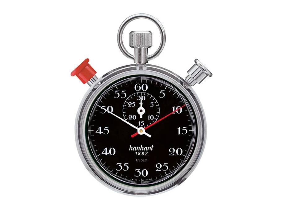 Taschenuhr Additionsstopper mit Schleppzeiger schwarzes Zifferblatt