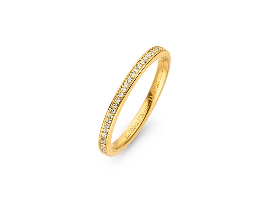 Vorsteckring  Memoire Gelbgold gewölbt mit Brillanten 0,190ct