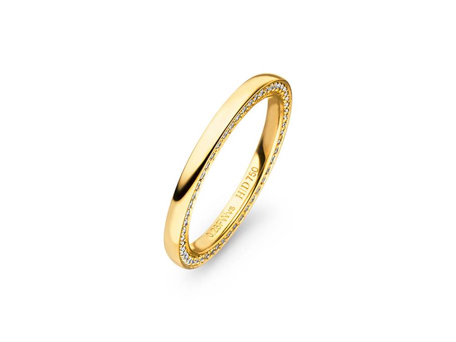Vorsteckring Gelbgold gewölbt mit seitlichen Brillanten 0,250ct