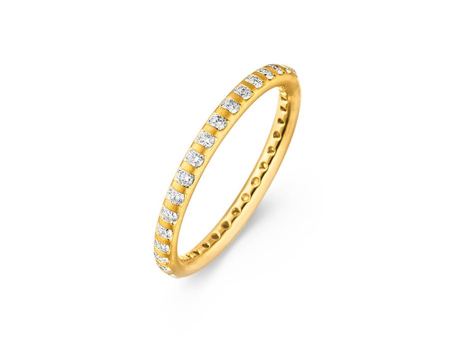Vorsteckring  Memoire Gelbgold gewölbt mit Brillanten 0,510ct