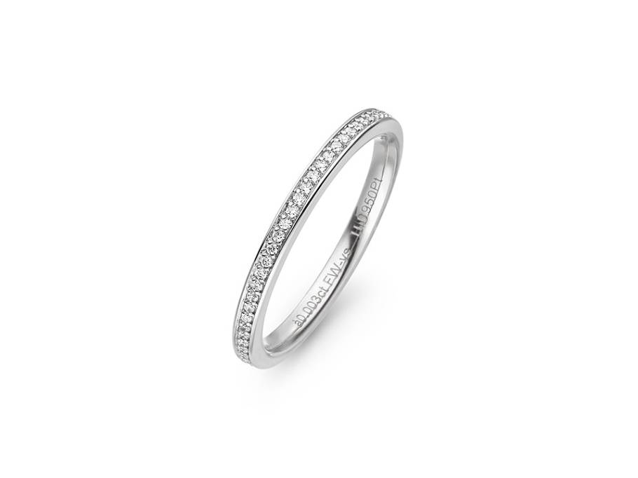 Vorsteckring  Memoire Platin gewölbt mit Brillanten 0,190ct
