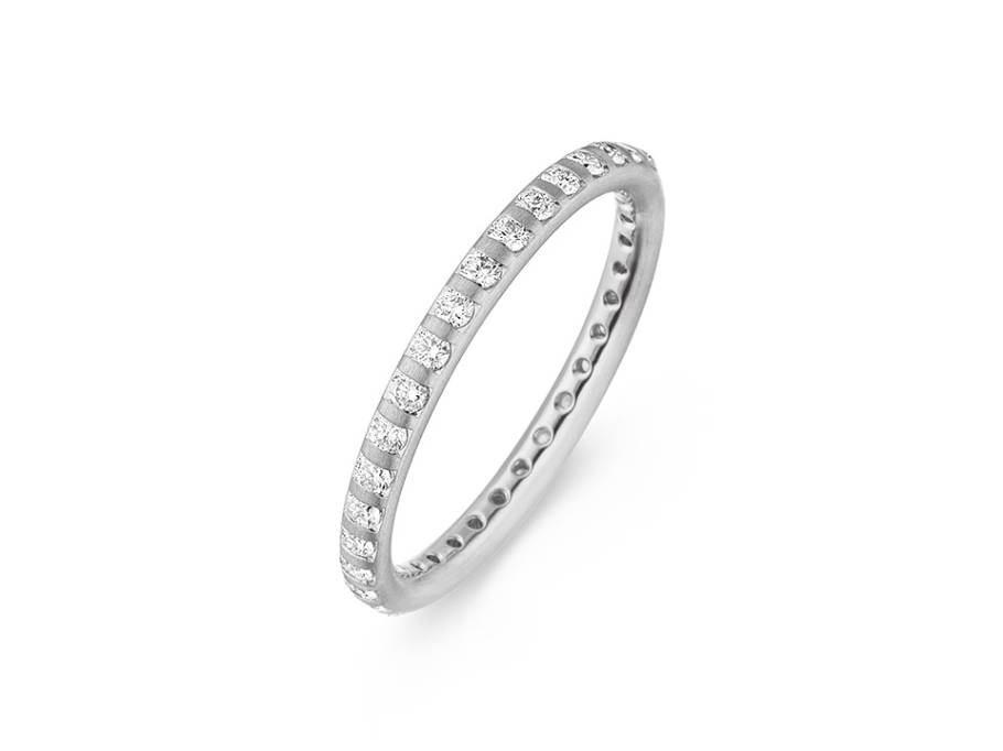 Vorsteckring  Memoire Platin gewölbt mit Brillanten 0,510ct