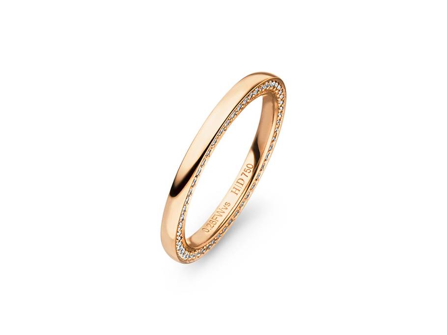 Vorsteckring Roségold gewölbt mit seitlichen Brillanten 0,250ct