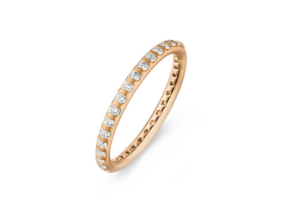 Vorsteckring  Memoire Roségold gewölbt mit Brillanten 0,510ct