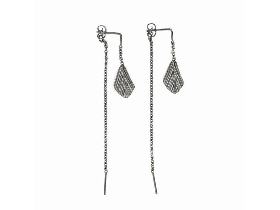 Faggio Ohrhänger Mini mit Kette Silber schwarz rhodiniert