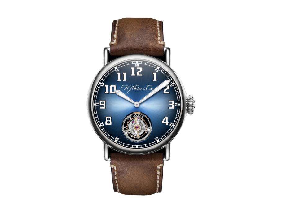 Heritage Tourbillon Funky Blue Automatik Edelstahl 42mm blaues Zifferblatt braunes Lederband
