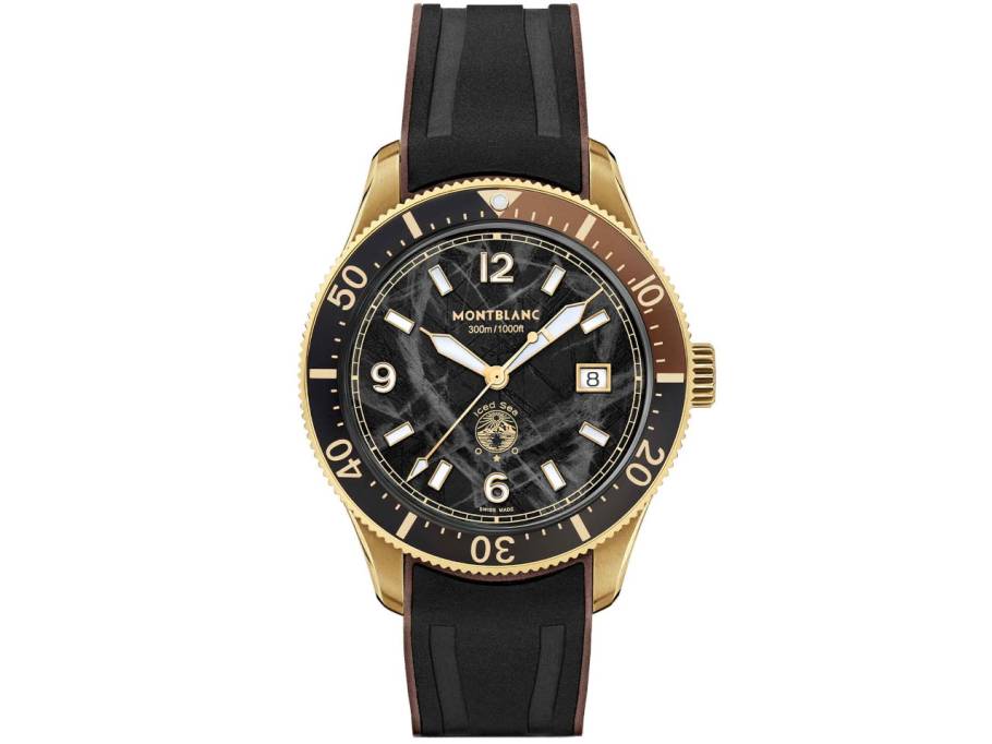 Iced Sea Automatic Date Bronze 41mm schwarzes Zifferblatt schwarzes Kautschukband