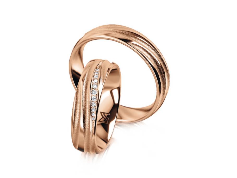 Individuals Trauring Paar aus 750/- Rotgold mit Brillanten 0,035ct