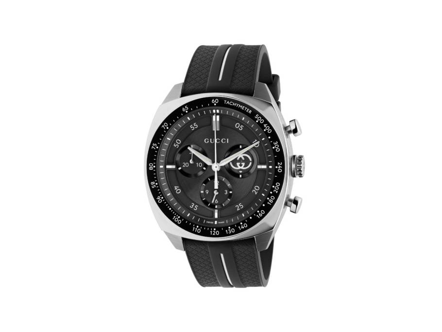 Interlocking Chronograph Quarz Edelstahl 41mm schwarzes Zifferblatt schwarzes Kautschukband YA142320