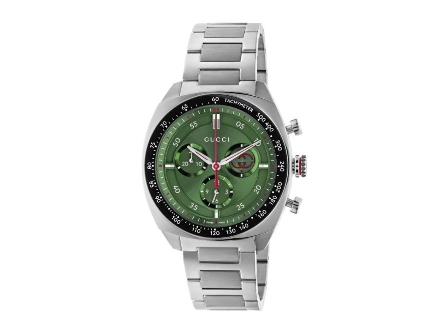 Interlocking Chronograph Quarz Edelstahl 41mm grünes Zifferblatt Metallband YA142318