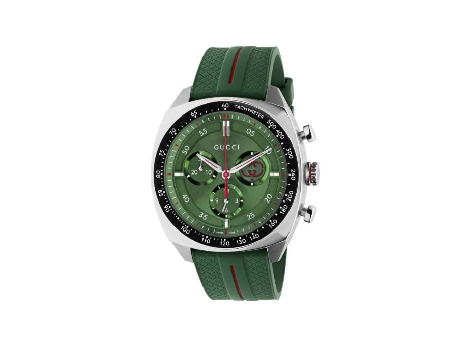 Interlocking Chronograph Quarz Edelstahl 41mm grünes Zifferblatt grünes Kautschukband YA142319