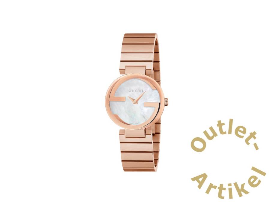 Interlocking small Quarz Edelstahl PVD-Roségold 29mm Perlmutt-Zifferblatt Metallband YA133515