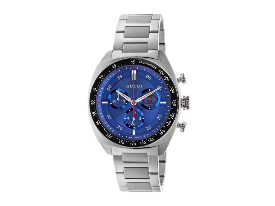 Interlocking Chronograph Quarz Edelstahl 41mm blaues Zifferblatt Metallband YA142317