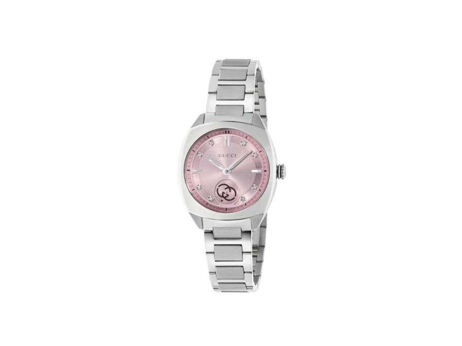 Interlocking Quarz Edelstahl 29mm rosa Zifferblatt Metallband YA142511