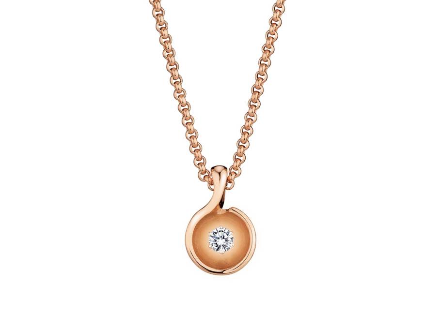 Swing Nature Kette mit Anhänger Roségold 42cm mit Brillant 0,100ct naturbraun