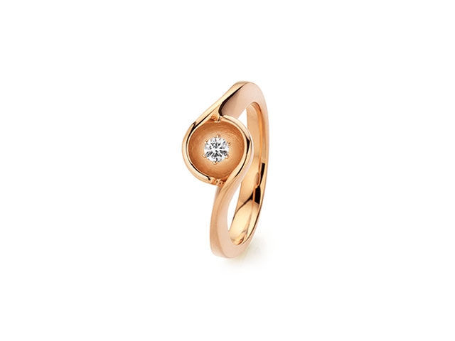 Swing Nature Ring Roségold mit Brillant 0,100ct naturbraun