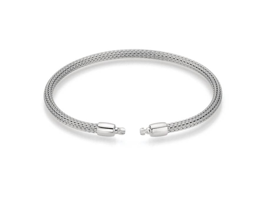 Flex-Armband Strumpfgeflecht Weißgold 17cm mit Silikonkern für Wechselschließe