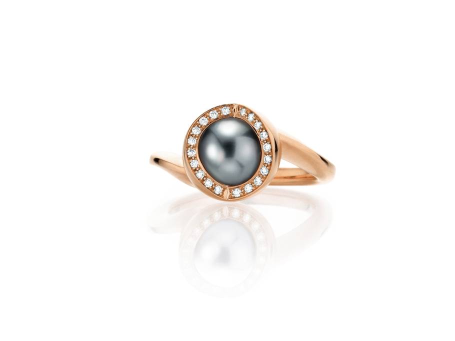Mystery Sphere Ring Roségold mit Tahitiperle und Brillanten 0,180ct