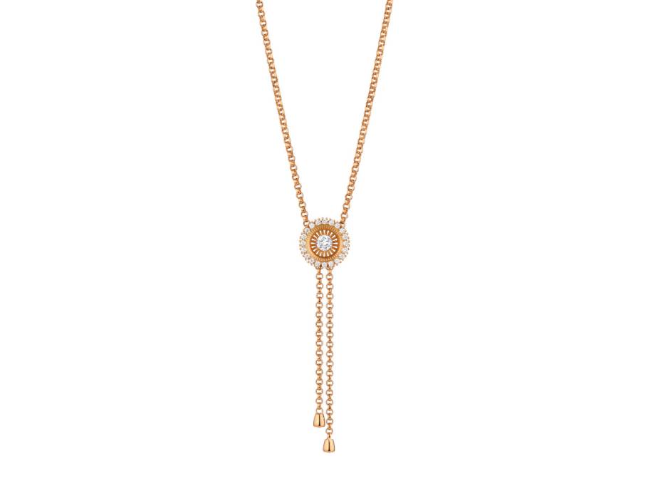 Swing Boho Y-Collier XL Roségold 80cm mit naturbraunen Brillanten 1,44ct