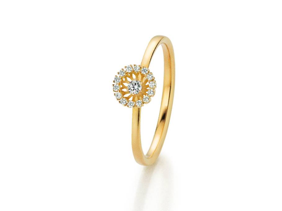 Swing Boho Ring XS Gelbgold mit Brillanten 0,160ct
