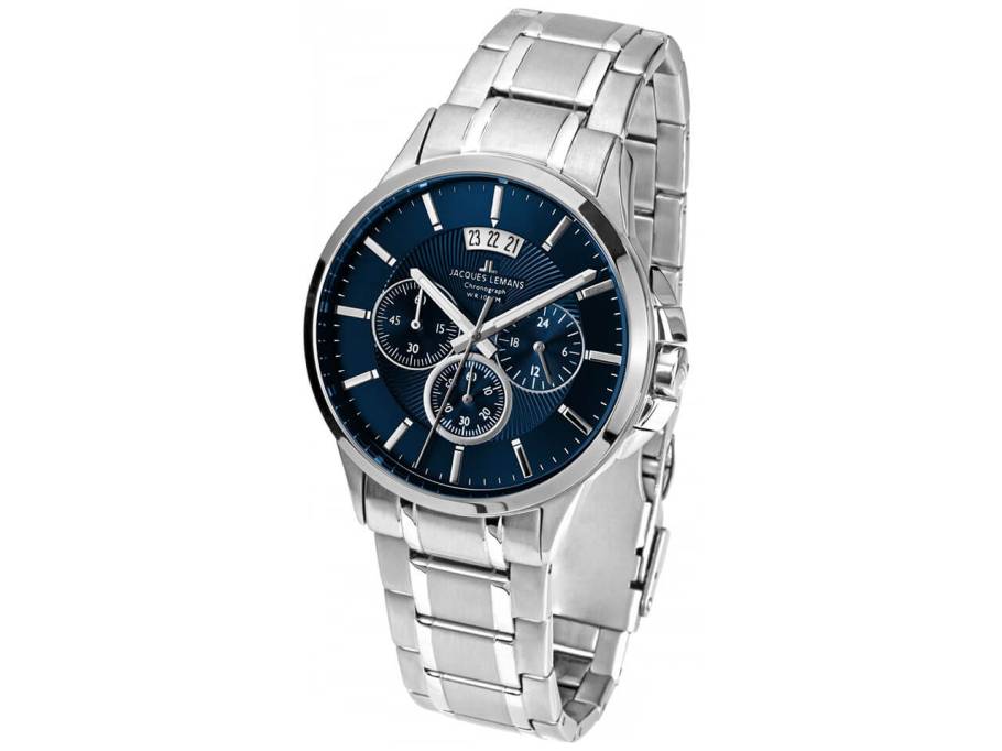 Quarz Sydney   Chrono   Edelstahl blau Edelstahlband