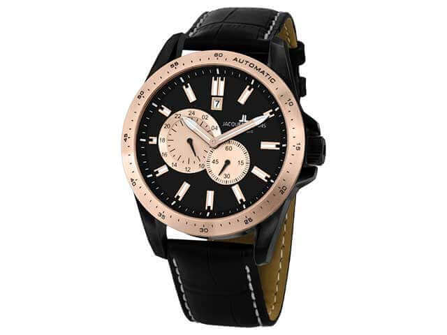 Automatik Liverpool  IP schwarz Edelstahl schwarz Lederband Lünette rosé