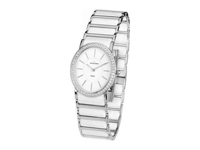 Quarz York oval Keramik weiß Edelstahl weiß Edelstahlband