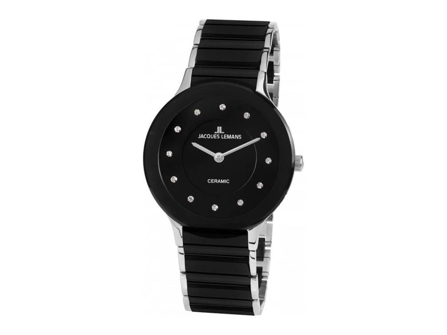 Quarz Dublin Swarovski Kristalle Keramik schwarz Edelstahl schwarz Edelstahlband