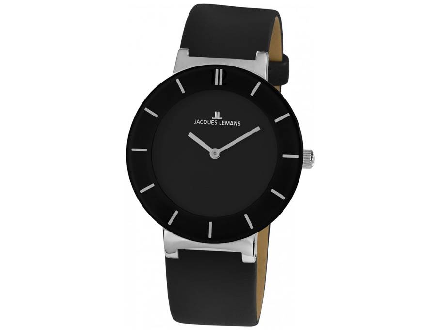 Quarz Monaco Edelstahl schwarz Lederband