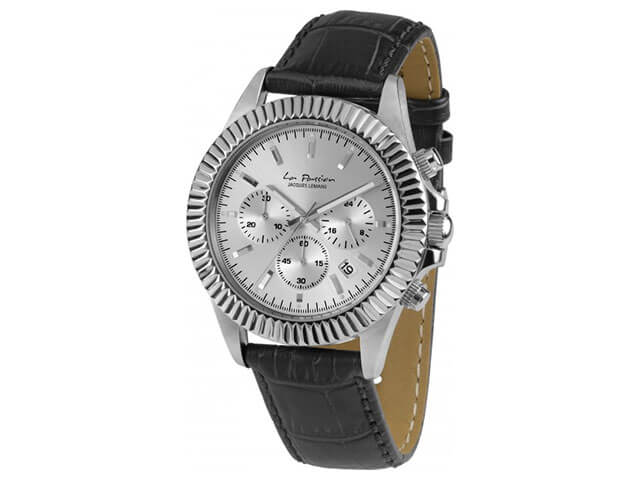 La Passion Quarz  Chrono Edelstahl silber Lederband