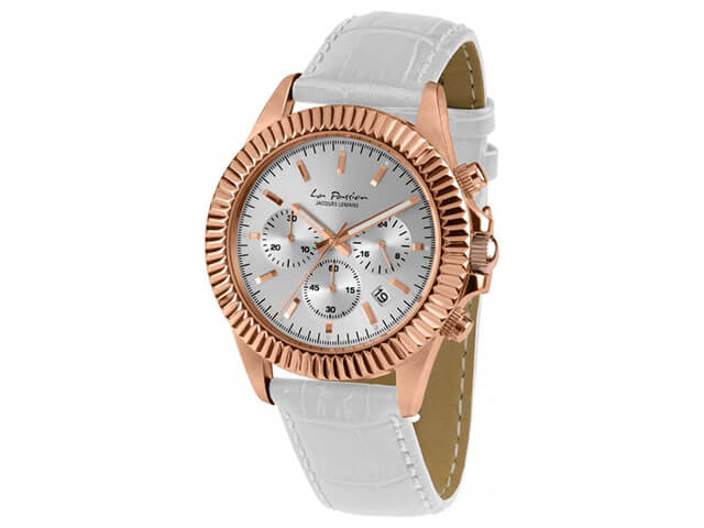La Passion Quarz Chrono IP rosé Edelstahl silber Lederband