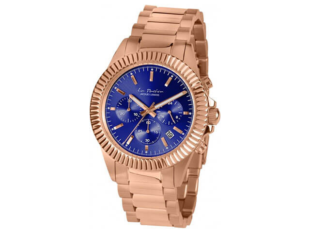 La Passion Quarz  Chrono    IP rosé Edelstahl blau Edelstahlband