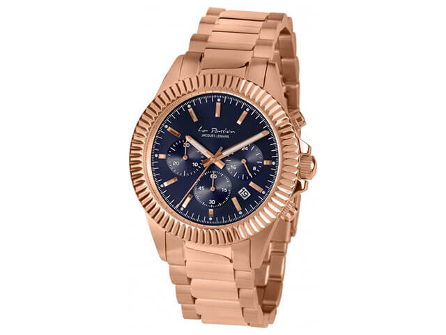 La Passion Quarz  Chrono    IP rosé Edelstahl blau Edelstahlband