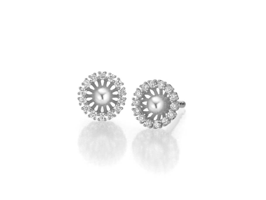 Swing Boho Pearl XS Ohrstecker Weißgold mit weißen Zuchtperlen und Brillanten 0,140ct