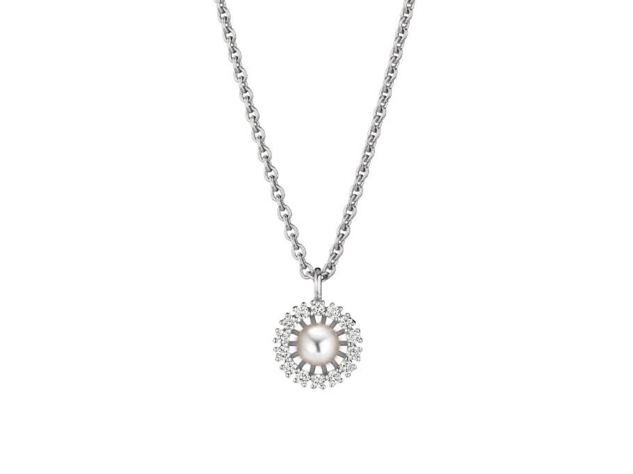 Swing Boho Pearl XS Kette mit Anhänger Weißgold 42cm mit weißer Zuchtperle und Brillanten 0,070ct