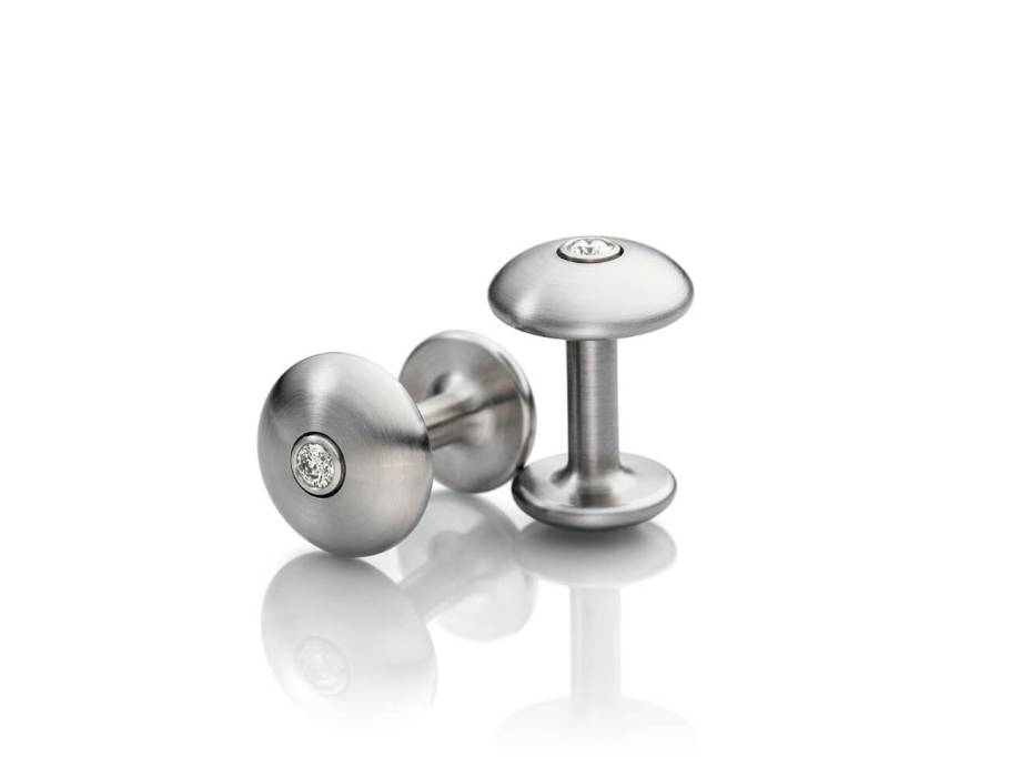 Manschettenknöpfe Edelstahl Platin Brillanten 0,20ct