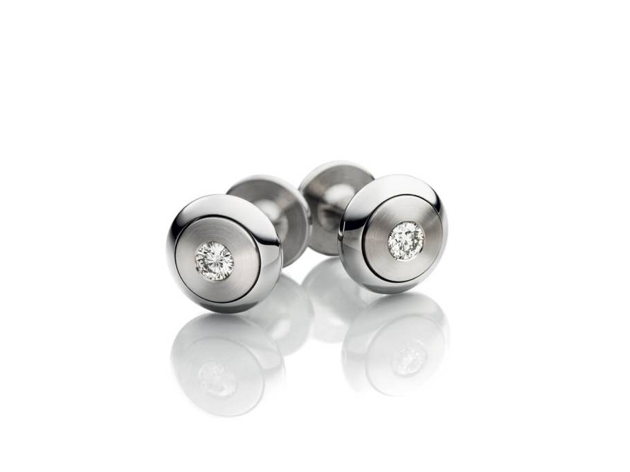 Manschettenknöpfe Edelstahl Platin Brillanten 0,30ct