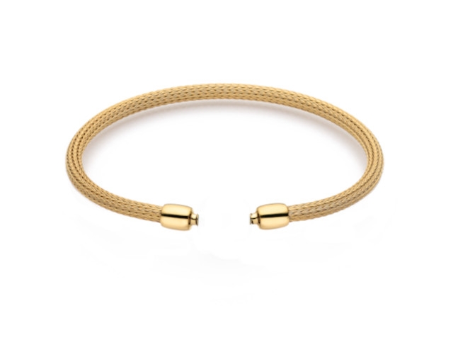 Flex-Armband Strumpfgeflecht Gelbgold 16cm mit Silikonkern für Wechselschließe