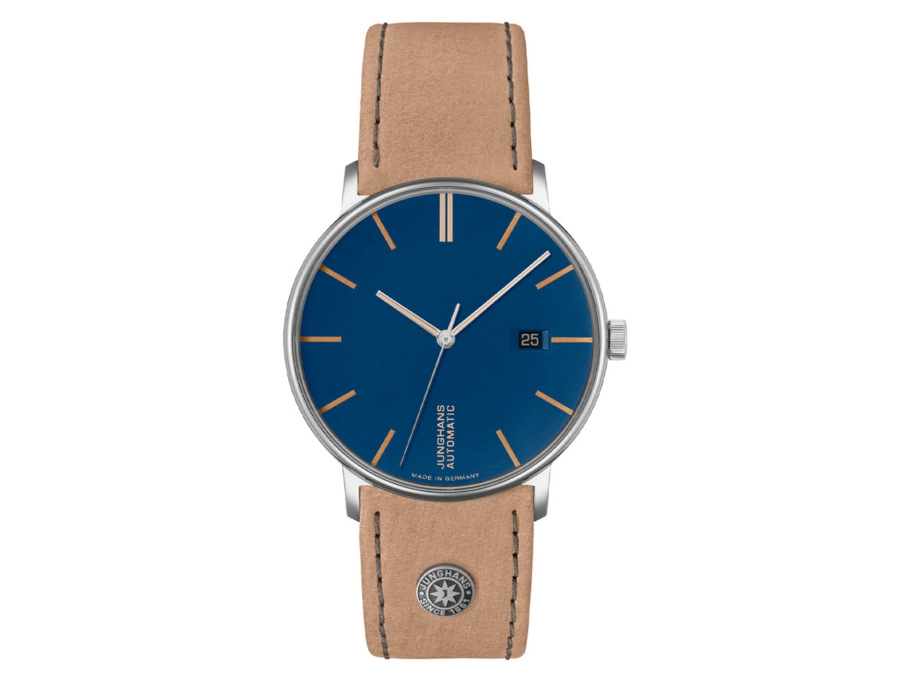 Junghans Form A Datum Automatik Edelstahl blaues Zifferblatt