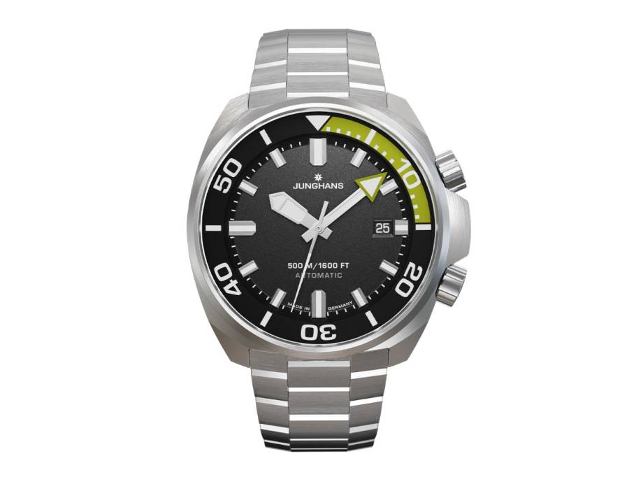 Aquaris Diver Automatik Edelstahl 47mm schwarzes Zifferblatt Metallband und schwarzes Kautschukband